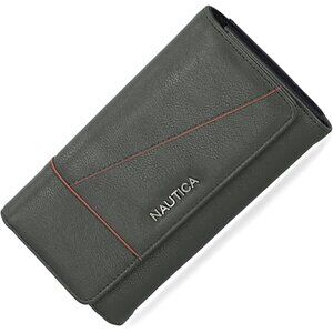 Nautica Women's Slim Money Manager RFID Wallet Olive Credit Card Coin Purse
